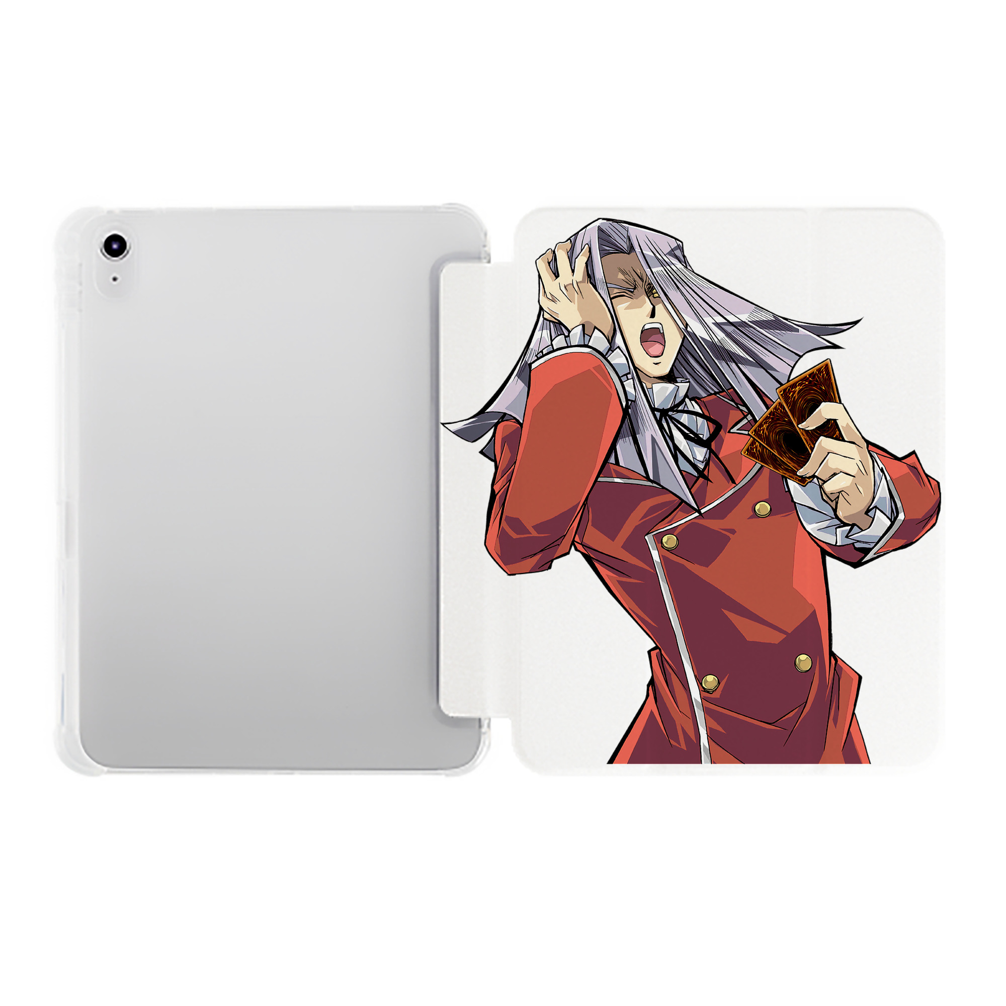 （画像用） 遊☆戯☆王 Yu-Gi-Oh! IPad ケース ペン収納付き 三つ折りスタンド PUレザー×シリコン 対応機種9.5/10.5/10.9インチ